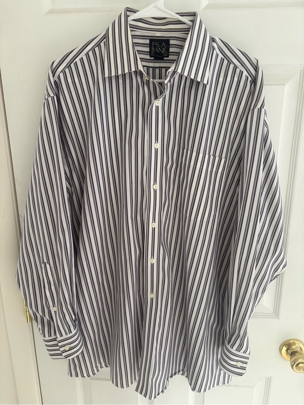 Jos. A. Bank Black and White Vertical Stripe Dress Shirt